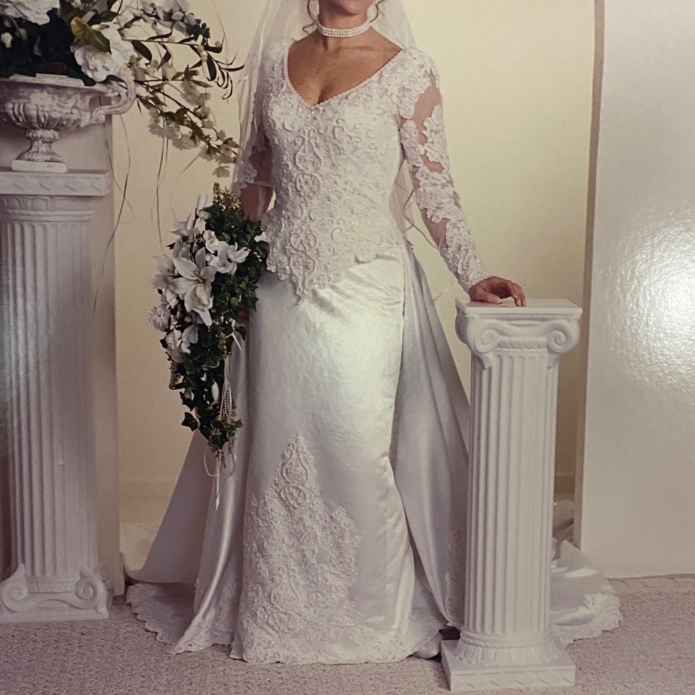 Moonlight Bridal Ivory Lace Long Sleeve Gown